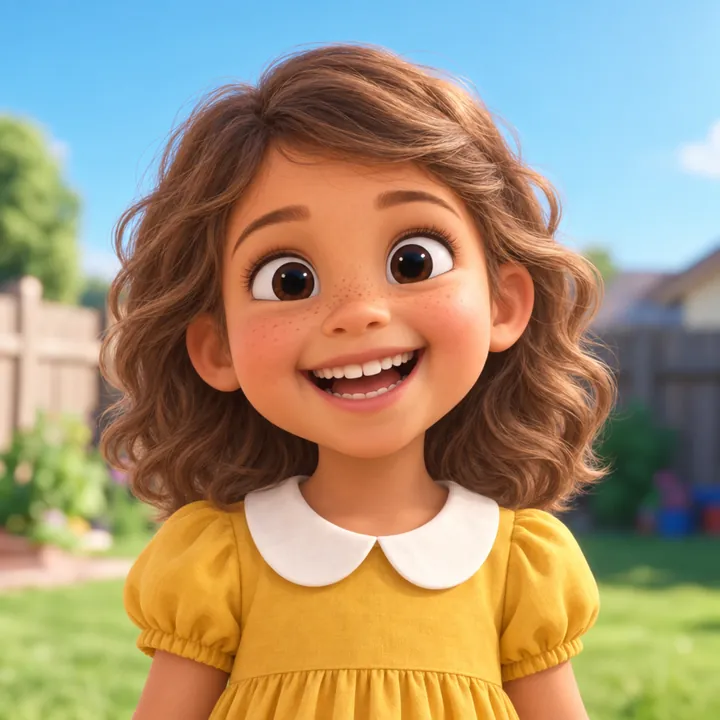 Ava as a bright 3D cartoon character